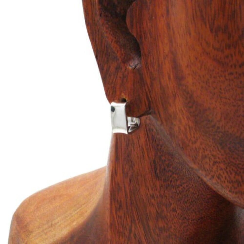 Sterling Silver Plain Squared Flat Cuff Post Earr… - image 2